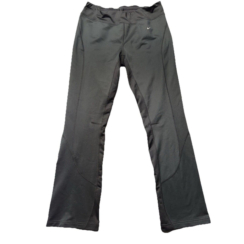 Nike Youth L 12-14 Dri Fit Athletic Pants Black Zip Ankle Running EUC
